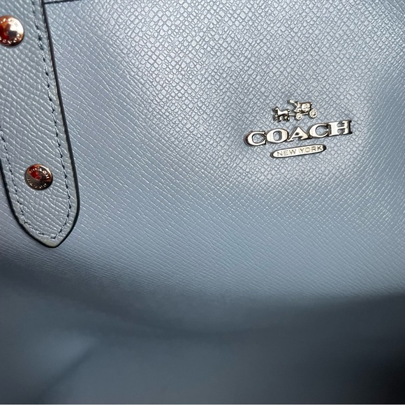 SOLD! Coach Signature Monogram City Tote Reversible Bag Beige Cornflower Blue - Picture 6 of 8